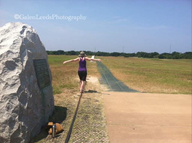 Re-enacting the very first flight of the Wright Brothers at their national monument in Kill Devil Hills, NC