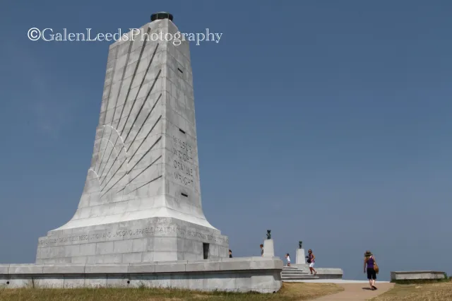 The Wright Brothers' National Monument, NC- the very first powered flight occurred here.